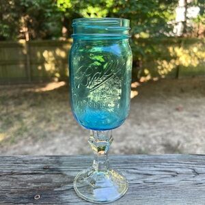 BALL Mason Jar Redneck Blue Wine Glass